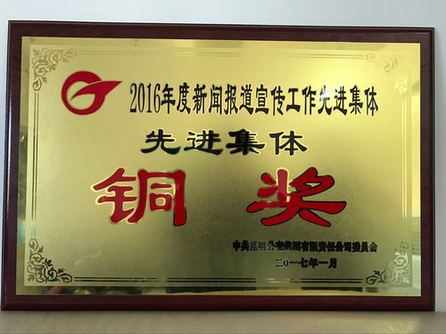 公司荣获集团年度新闻报道宣传工作先进集体表彰（黄奚丽）